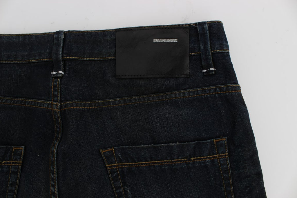 Acht Elegante Straight Fit Dunkelblaue Jeans