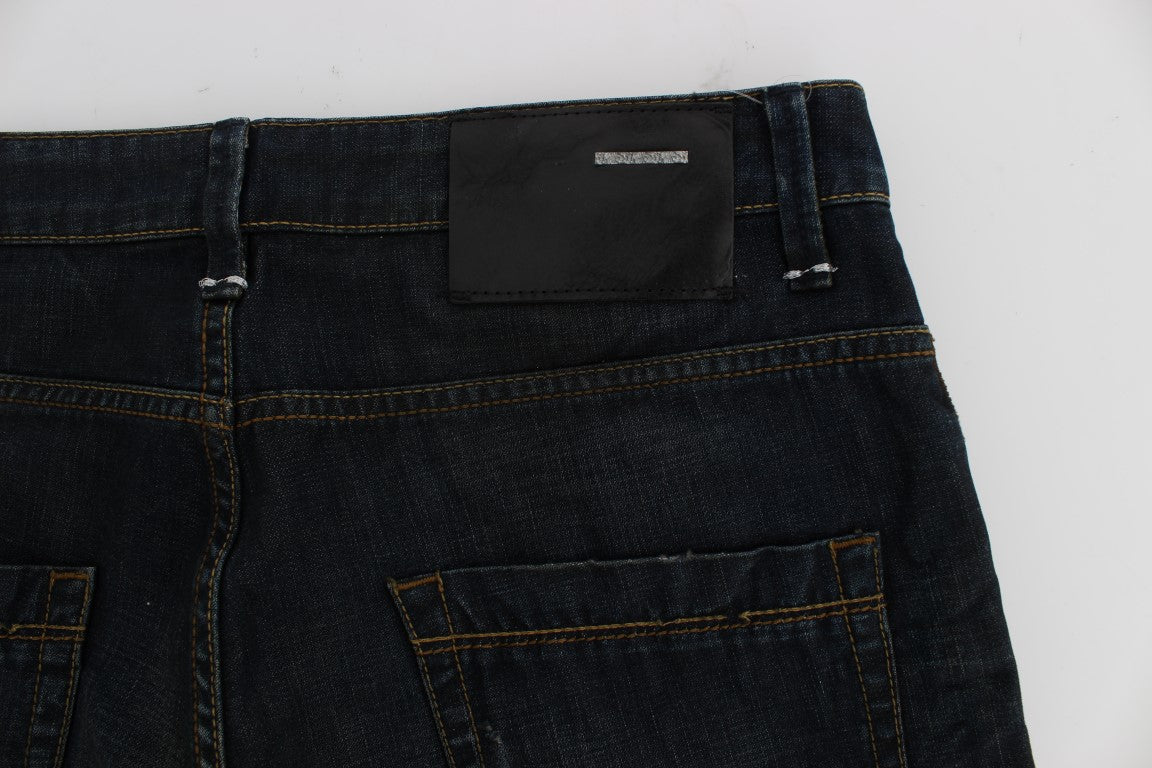 Acht Elegante Straight Fit Dunkelblaue Jeans