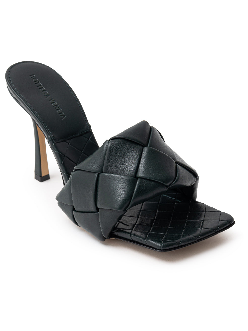 Bottega Veneta Lido Mule Sandals in Dark Green Intrecciato Leather – Siebentaschen