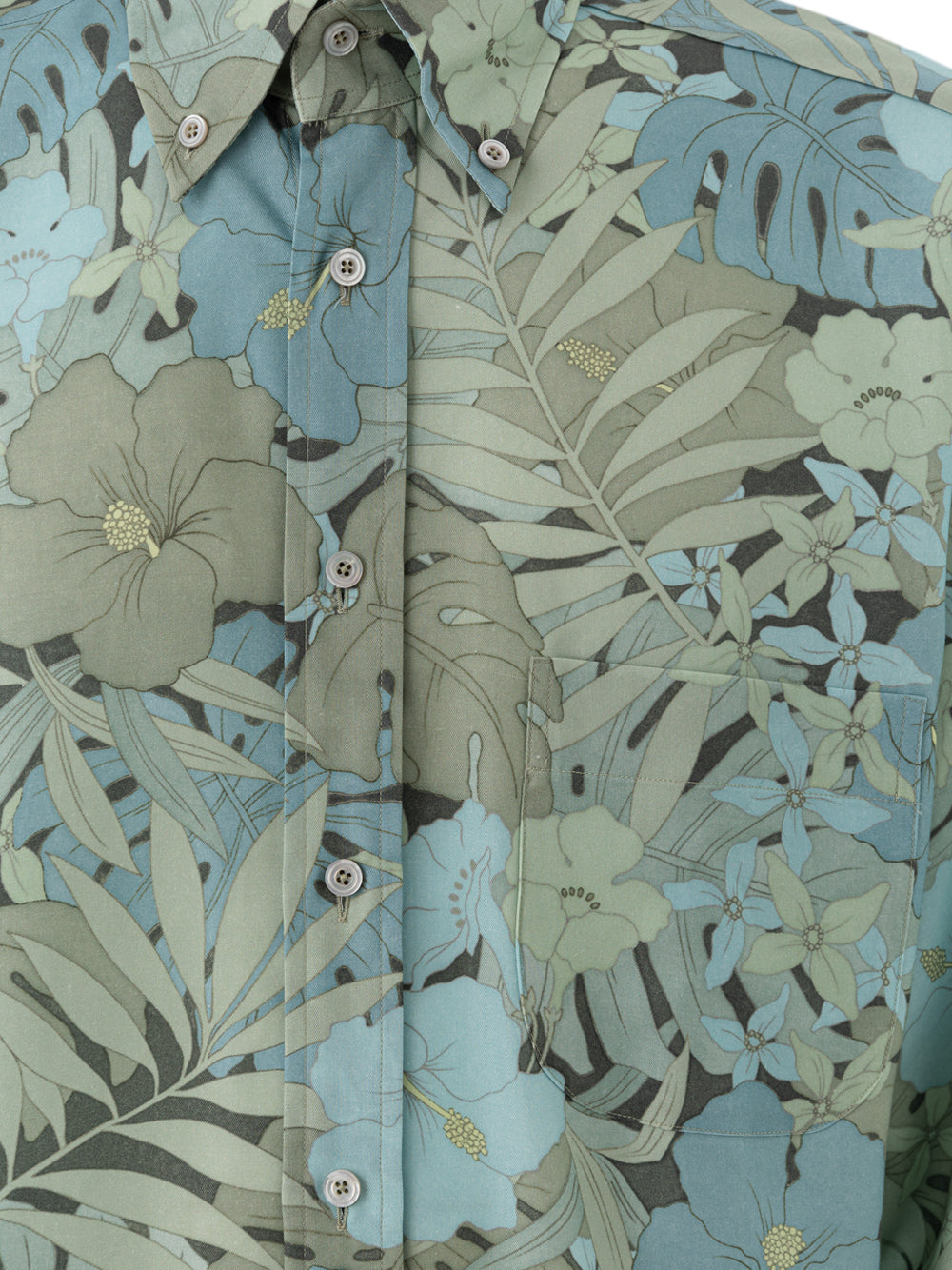 Tom Ford Light Blue Floral Print Shirt with Chest Pocket – Siebentaschen