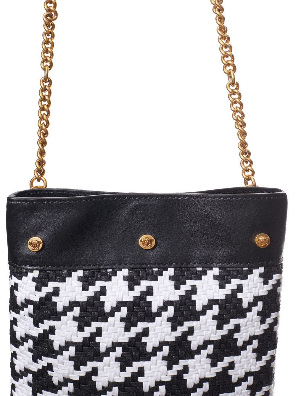 Versace Pied-de-poule shoulder bag with fringes