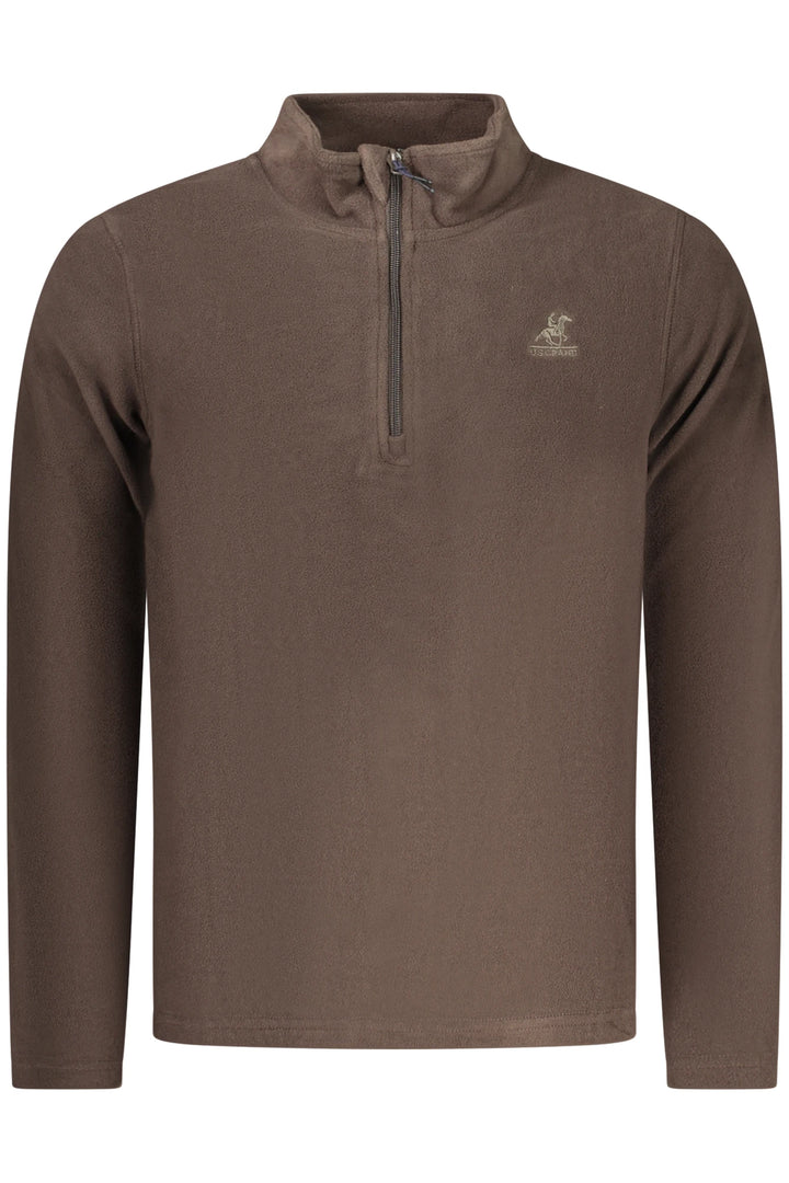 US GRAND MEN&#39;S BROWN ZIP-UP SWEATSHIRT
