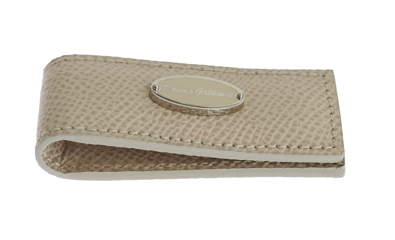 Dolce &amp; Gabbana Elegante Geldklammer aus beigefarbenem Leder