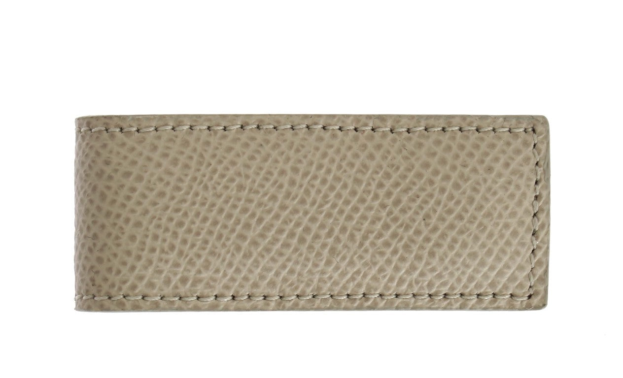 Dolce &amp; Gabbana Elegante Geldklammer aus beigefarbenem Leder