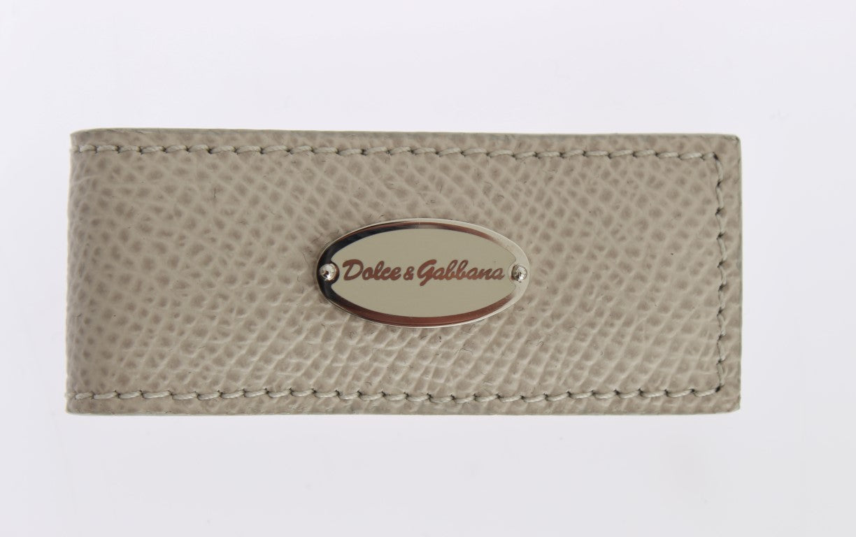 Dolce &amp; Gabbana Elegante Geldklammer aus beigefarbenem Leder