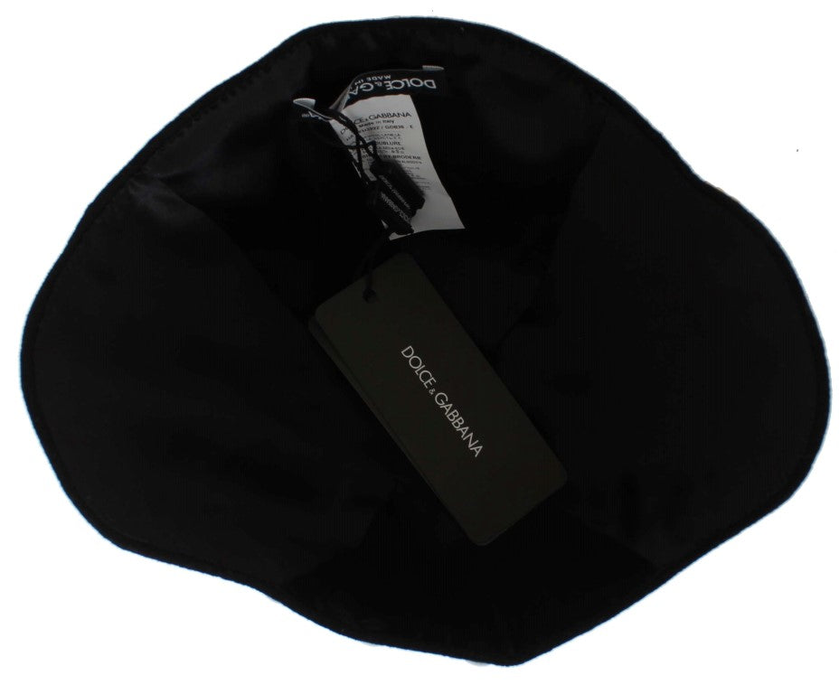 Dolce &amp; Gabbana Eleganter schwarzer Glockenhut aus Wolle mit Blumenmuster