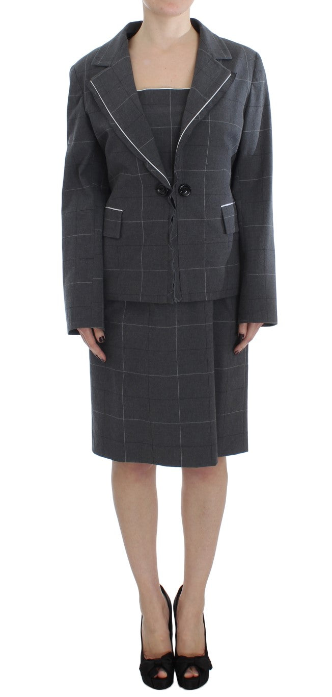 BENCIVENGA Elegantes grau kariertes Etuianzug-Set