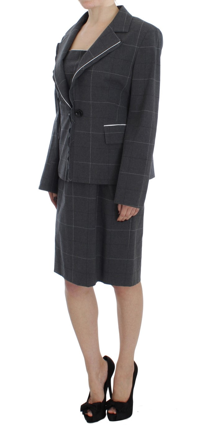BENCIVENGA Elegantes grau kariertes Etuianzug-Set