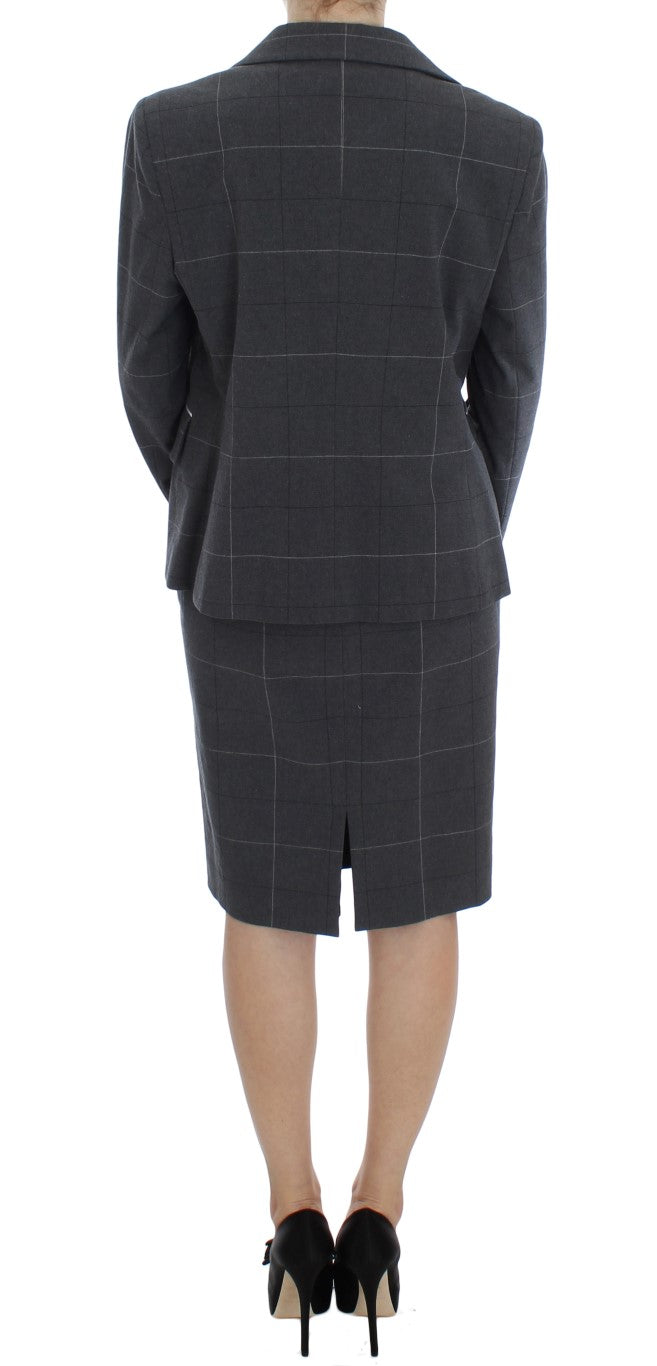 BENCIVENGA Elegantes grau kariertes Etuianzug-Set