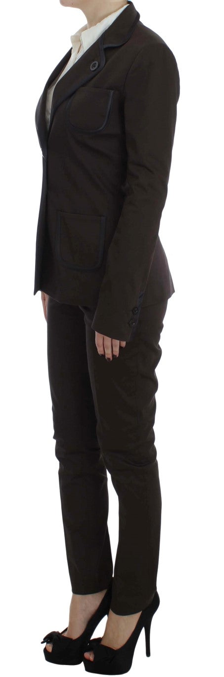 Exte Chic Braunes Anzugset aus Baumwolle und Elastan