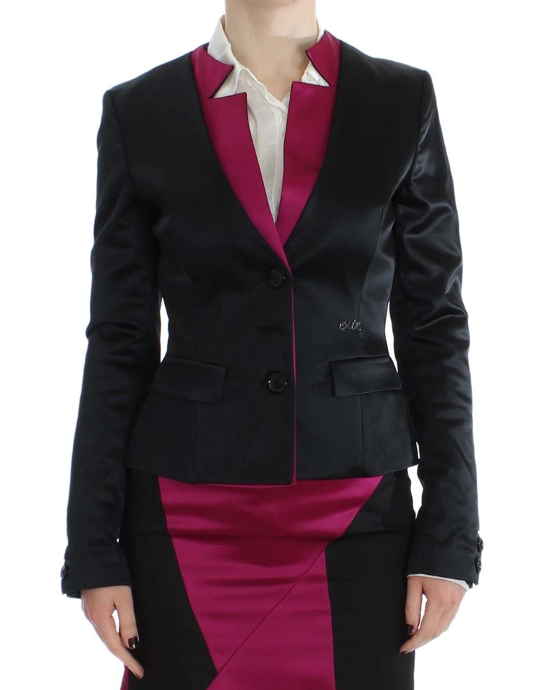 Blazer simple boutonnage noir et rose Exte Chic