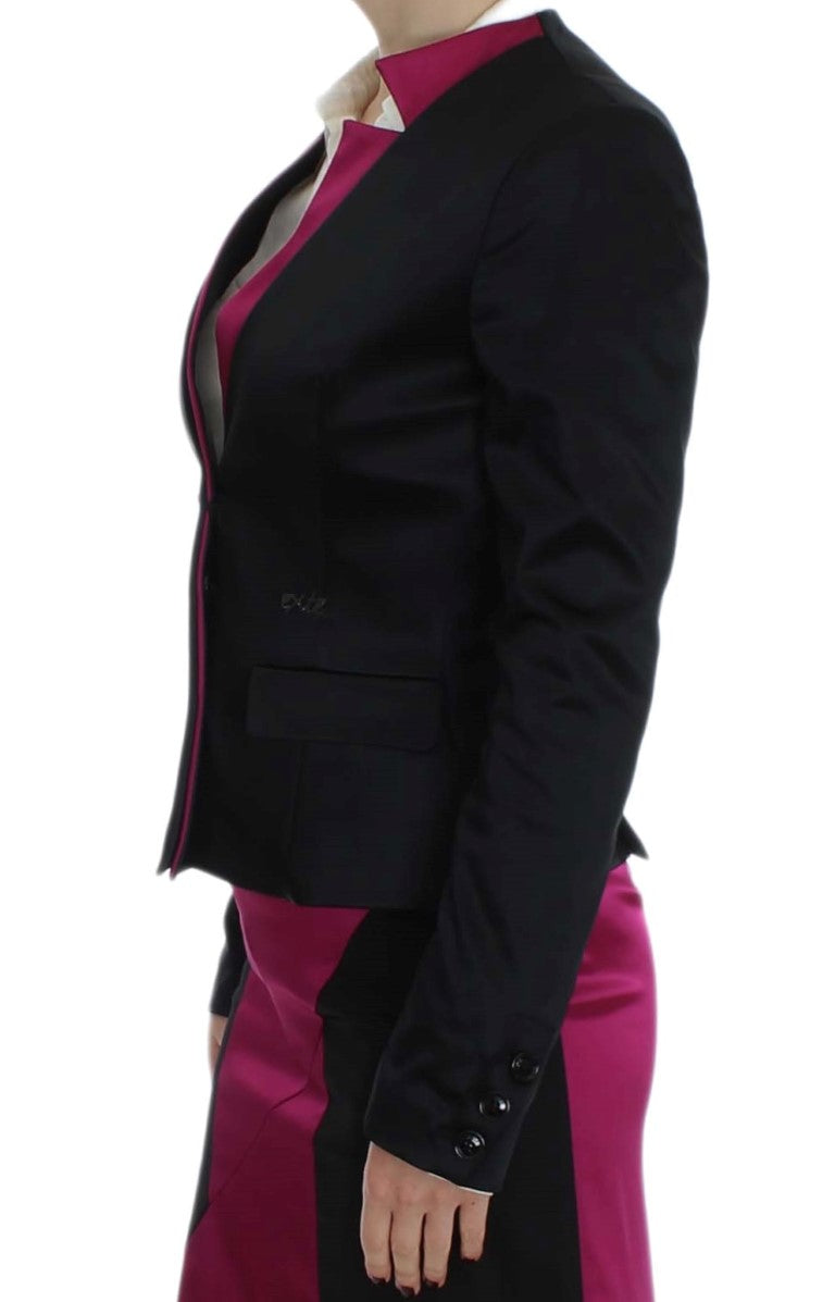 Blazer simple boutonnage noir et rose Exte Chic