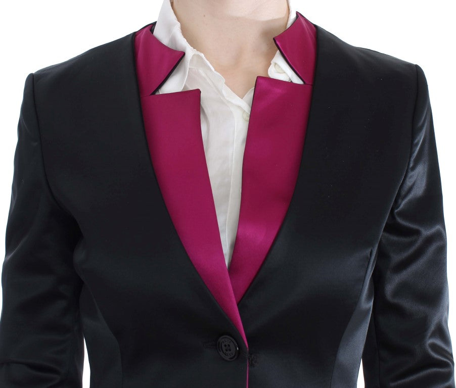 Blazer simple boutonnage noir et rose Exte Chic