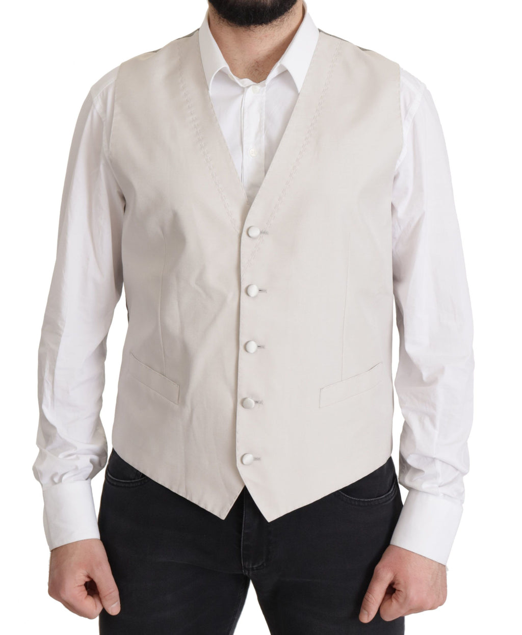 Ensemble veste de costume élégant en soie mélangée gris clair Dolce &amp; Gabbana
