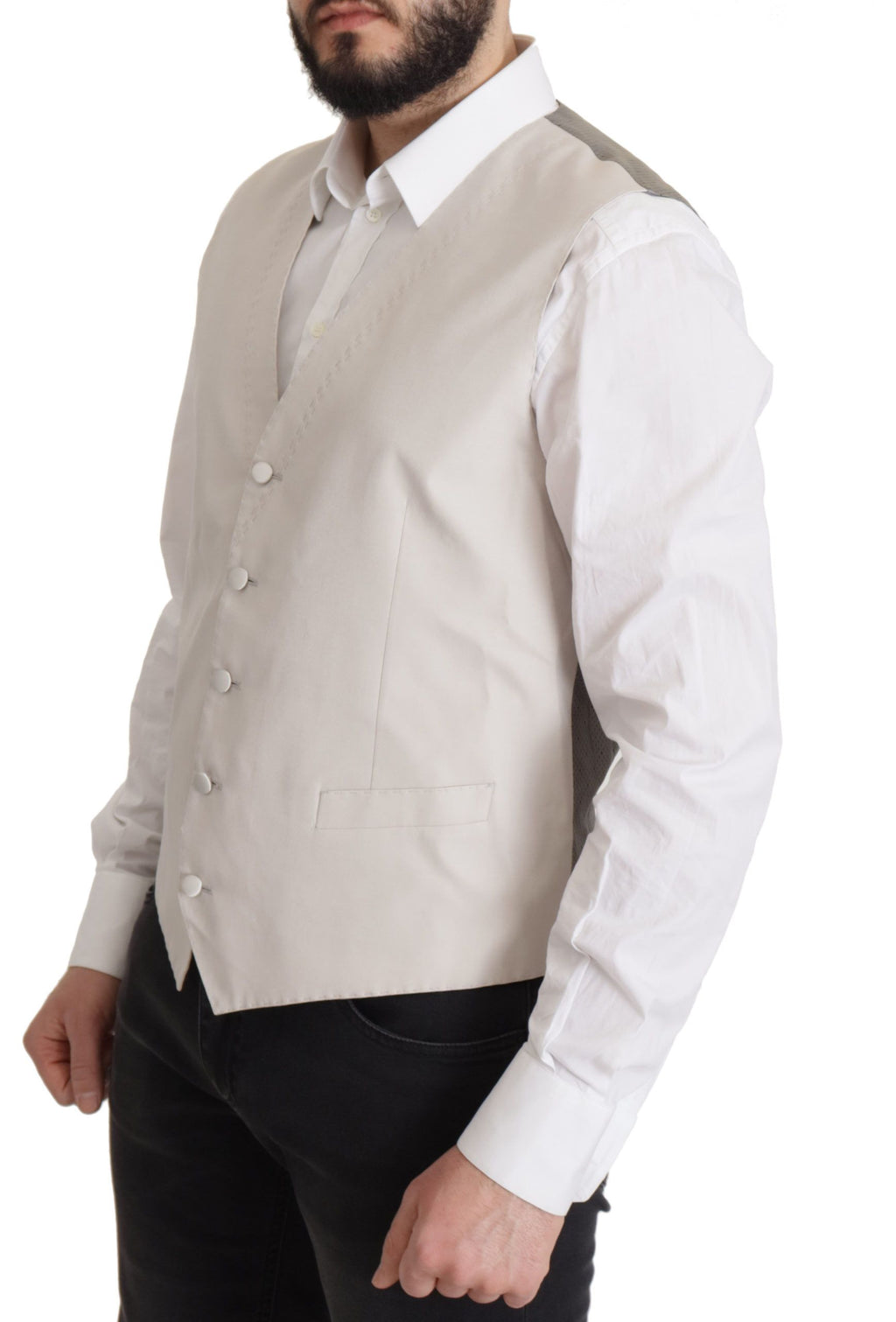 Ensemble veste de costume élégant en soie mélangée gris clair Dolce &amp; Gabbana