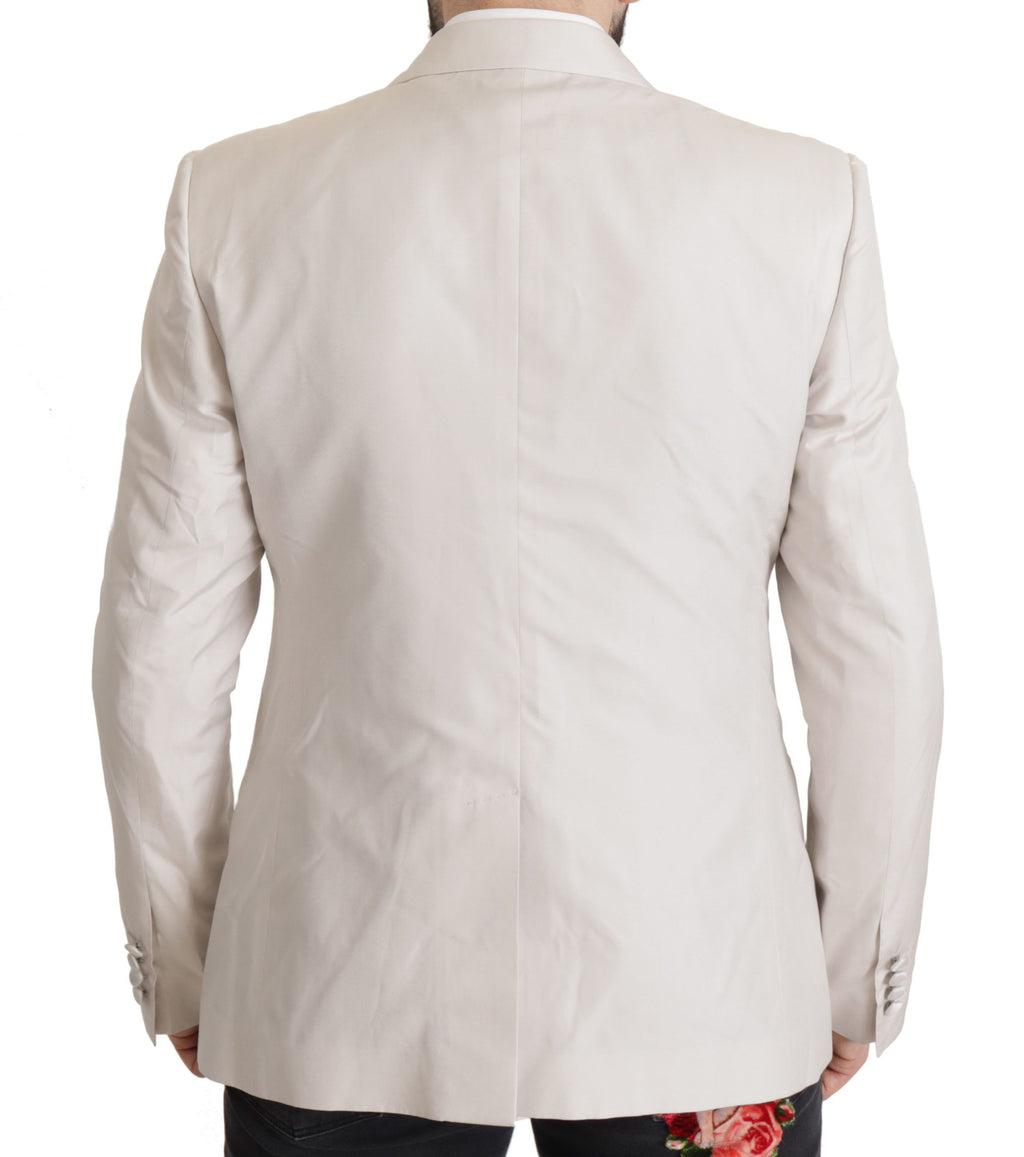 Ensemble veste de costume élégant en soie mélangée gris clair Dolce &amp; Gabbana