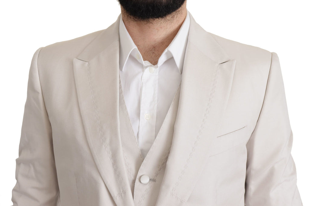 Ensemble veste de costume élégant en soie mélangée gris clair Dolce &amp; Gabbana