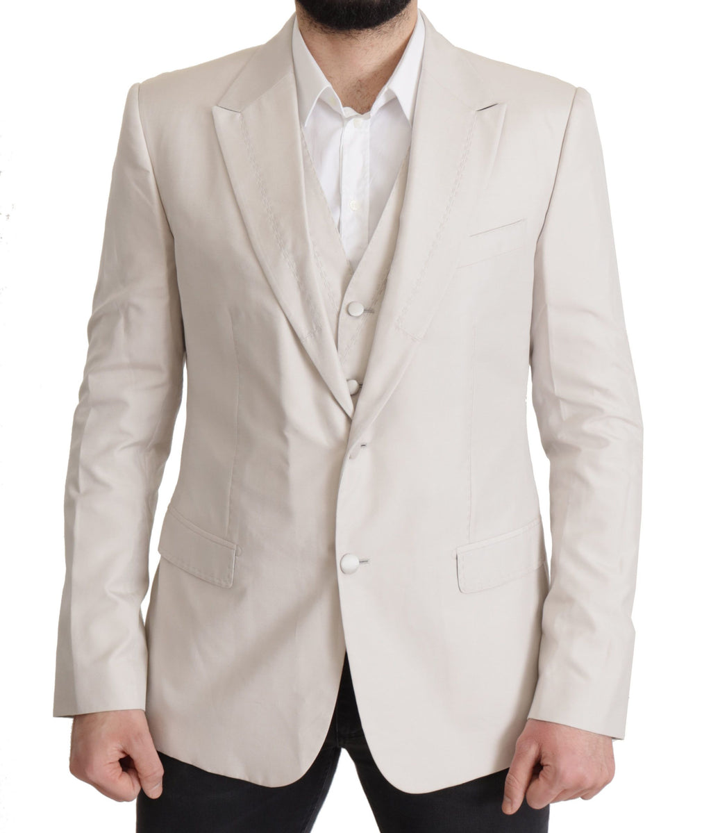 Ensemble veste de costume élégant en soie mélangée gris clair Dolce &amp; Gabbana
