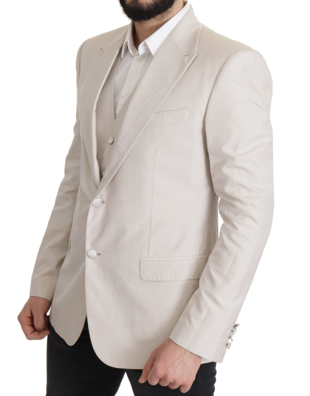 Ensemble veste de costume élégant en soie mélangée gris clair Dolce &amp; Gabbana