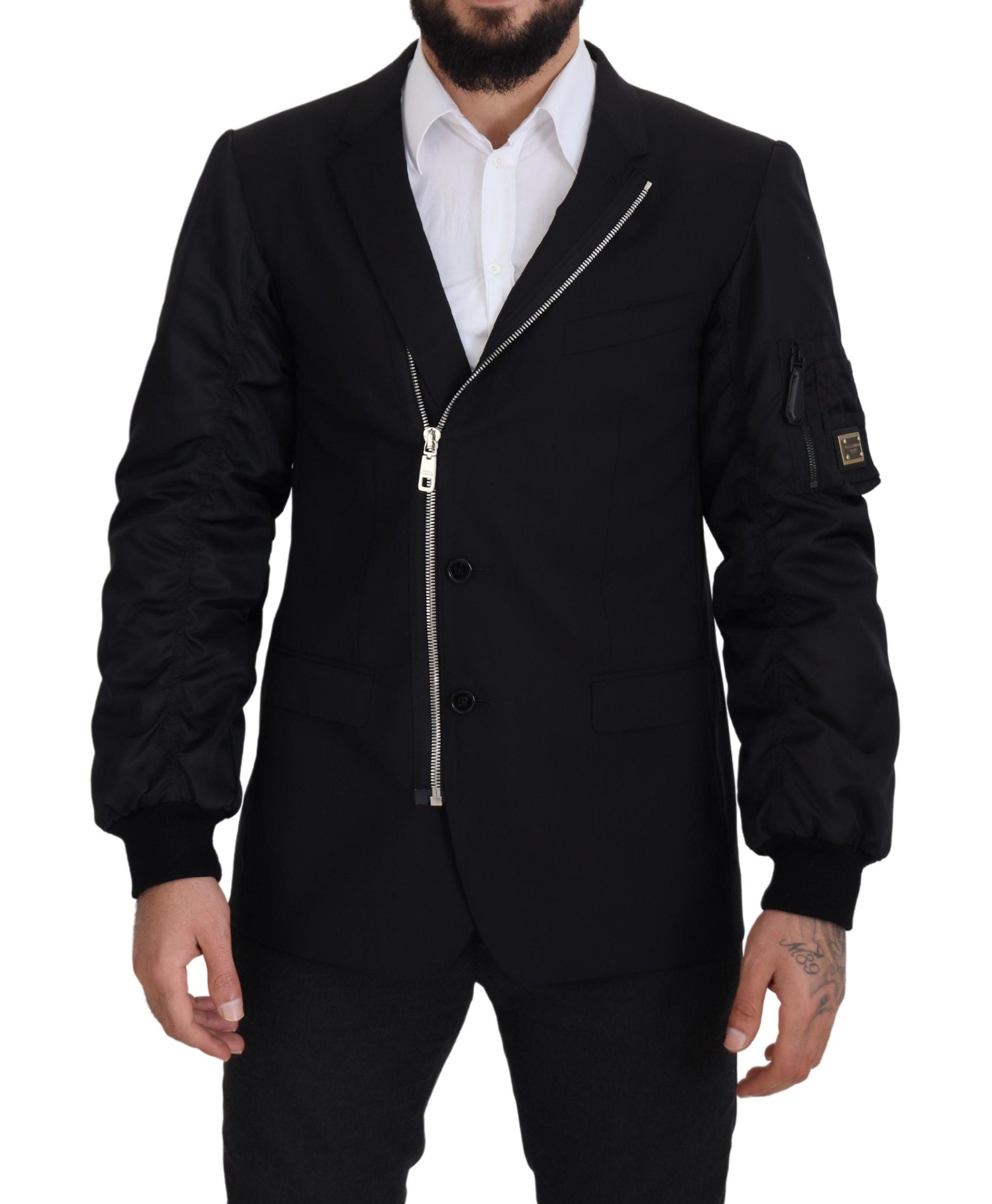 Dolce &amp; Gabbana Elegante schwarze Schurwolljacke