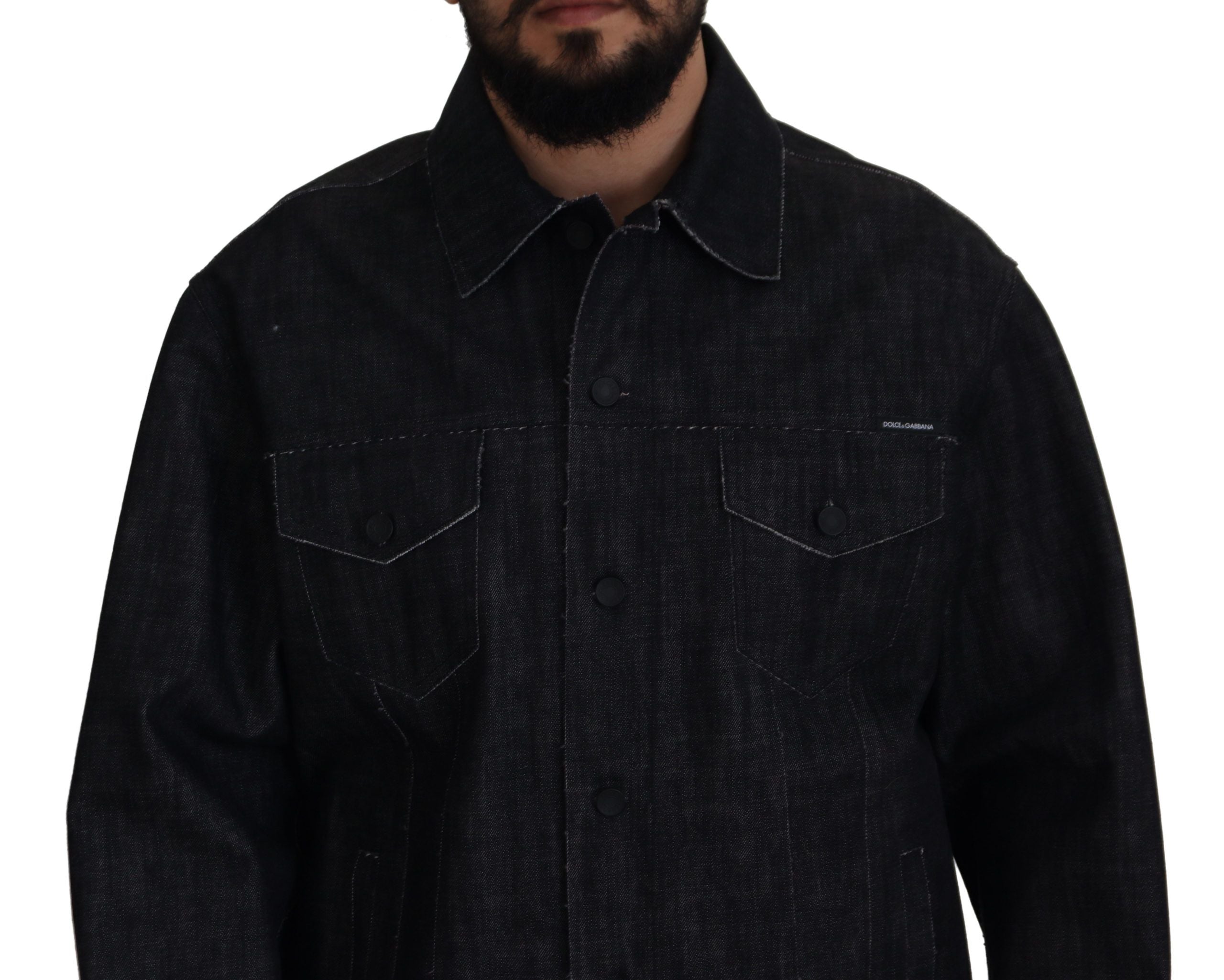 Dolce &amp; Gabbana Elegante schwarze Jeansjacke