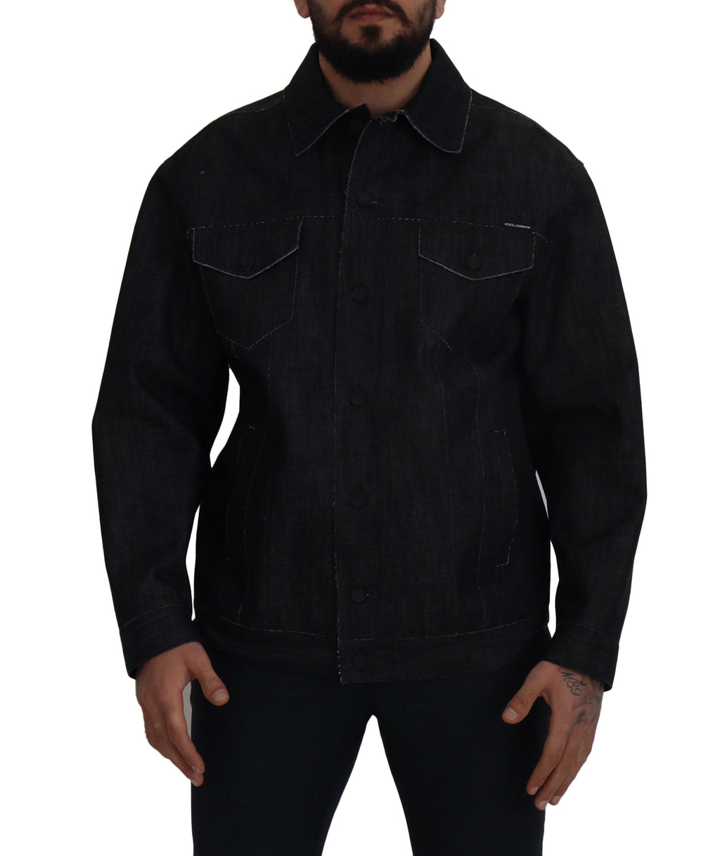 Dolce &amp; Gabbana Elegante schwarze Jeansjacke