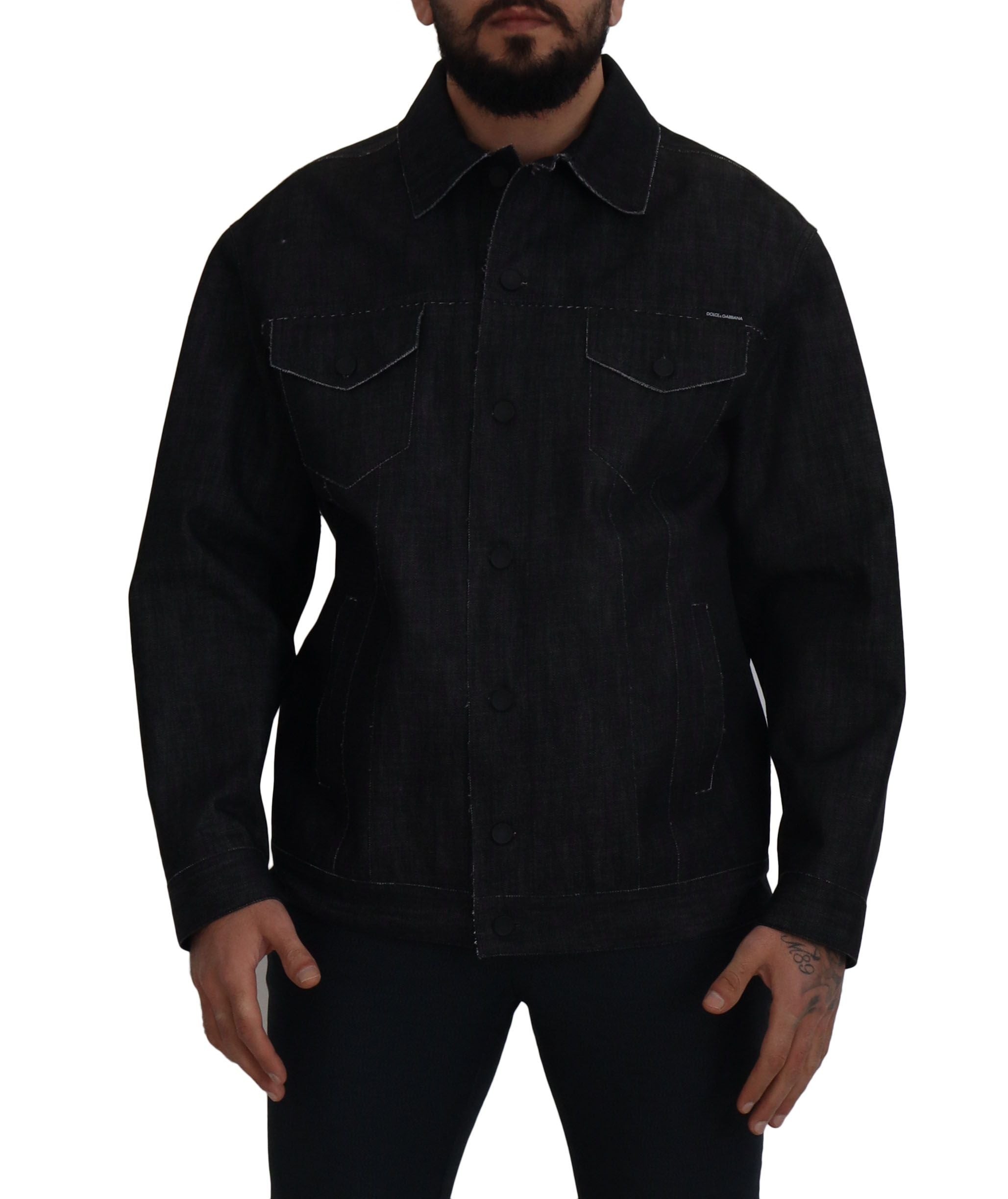 Dolce &amp; Gabbana Elegante schwarze Jeansjacke