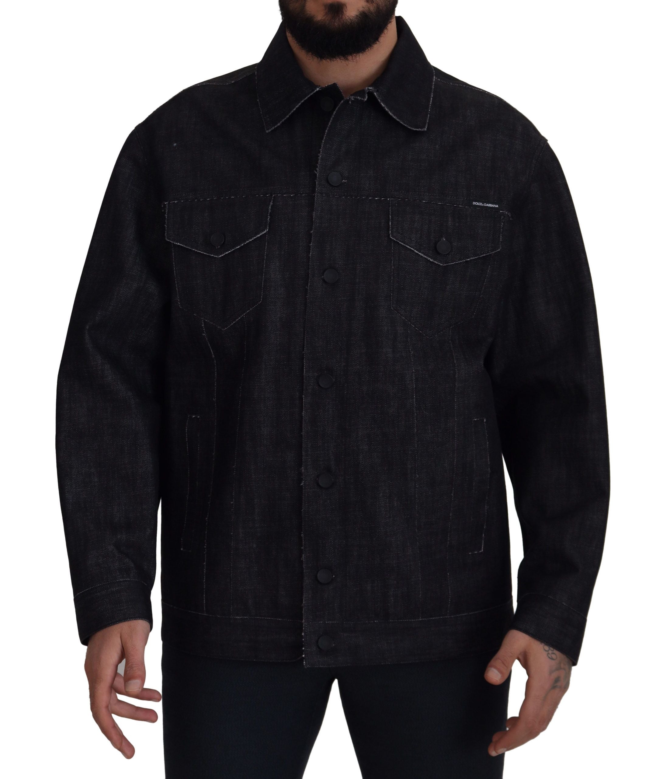 Dolce &amp; Gabbana Elegante schwarze Jeansjacke