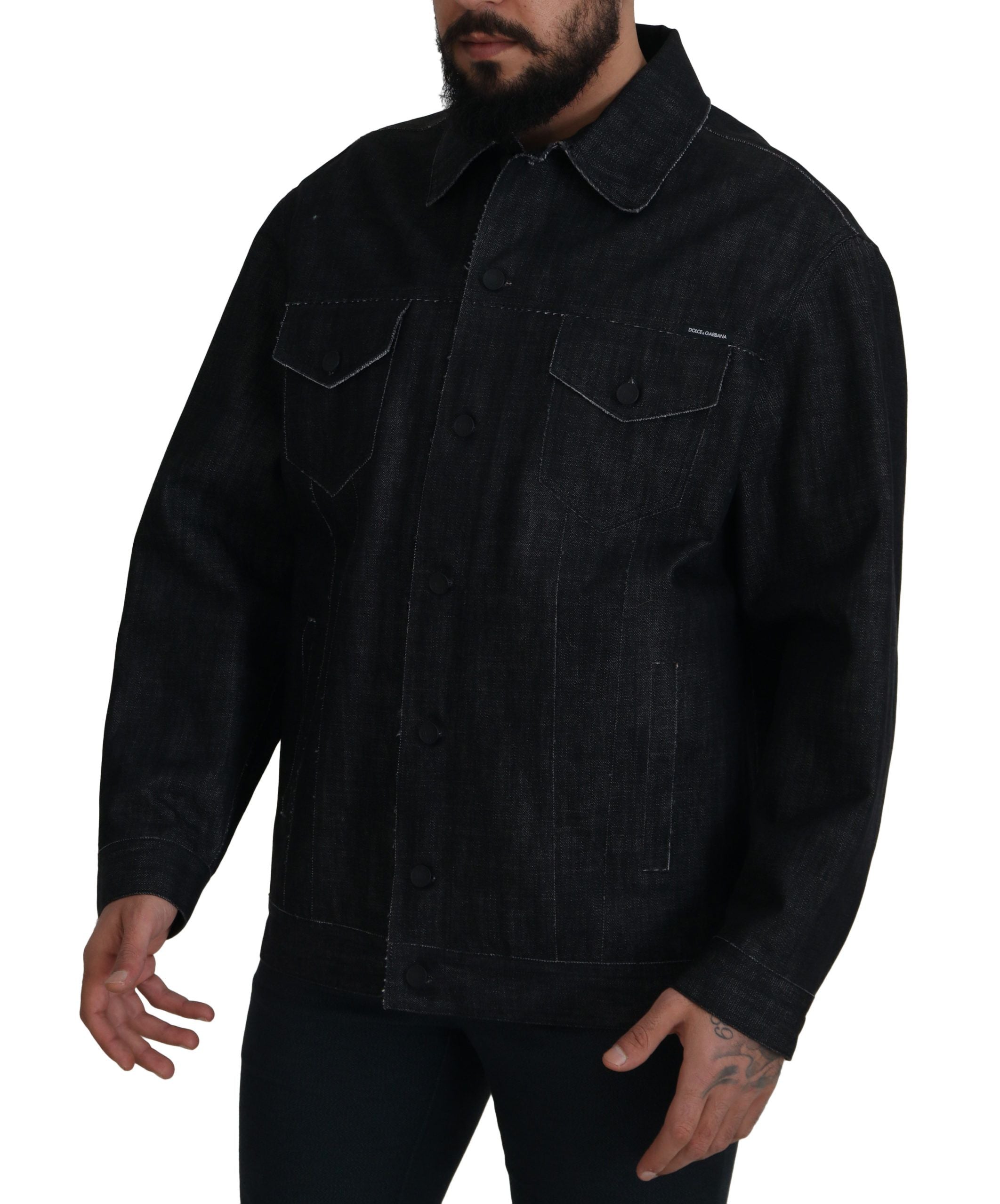 Dolce &amp; Gabbana Elegante schwarze Jeansjacke