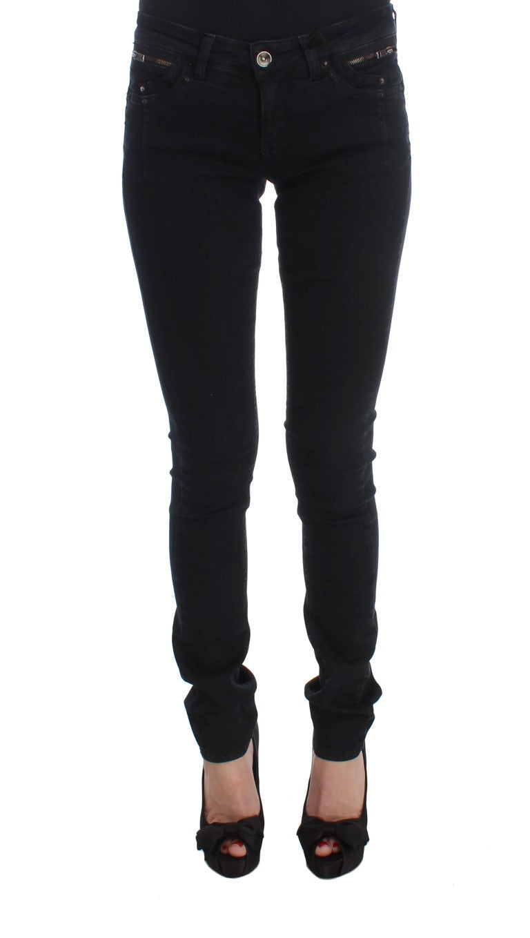 Costume National Sleek Slim Fit Designer-Jeans in klassischem Schwarz