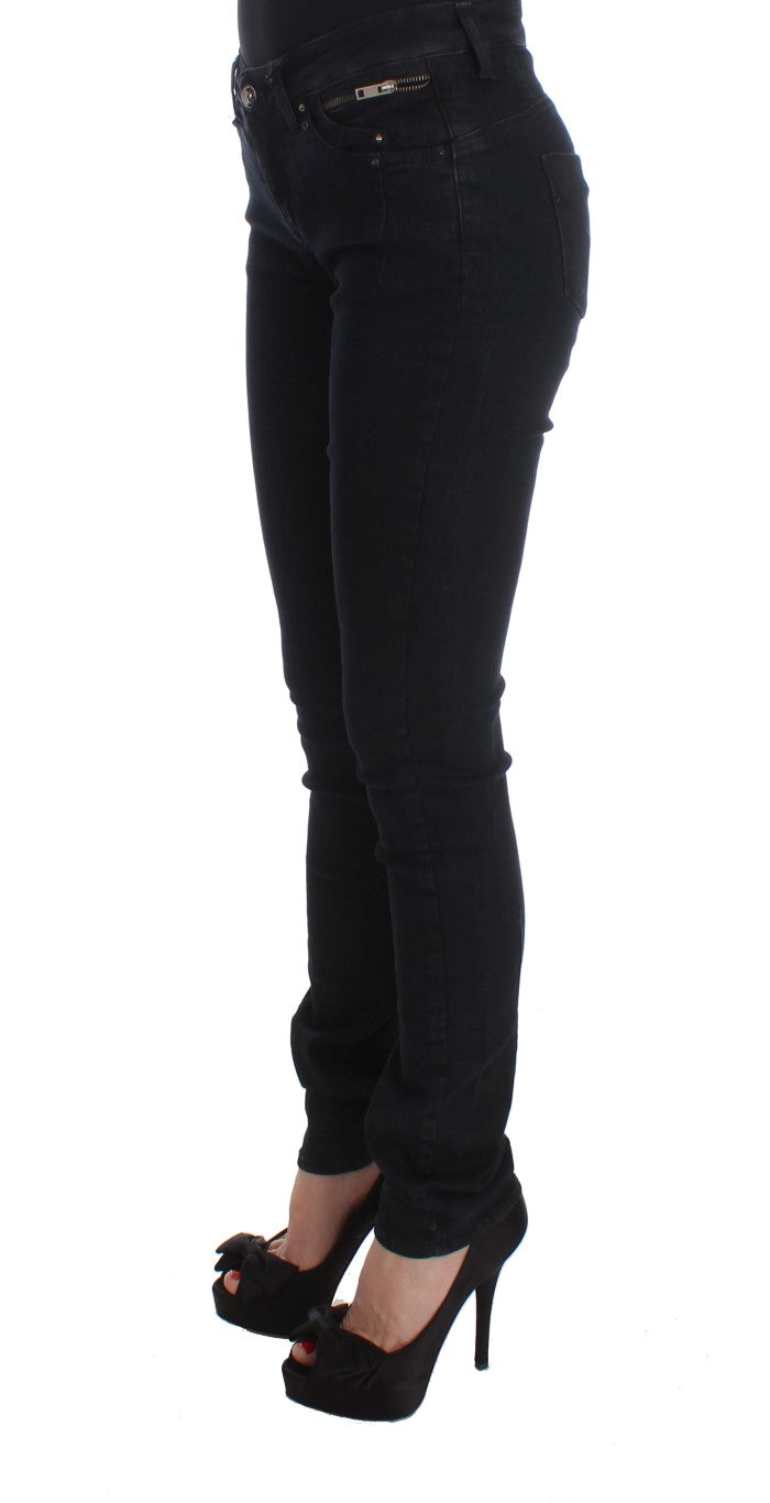 Costume National Sleek Slim Fit Designer-Jeans in klassischem Schwarz