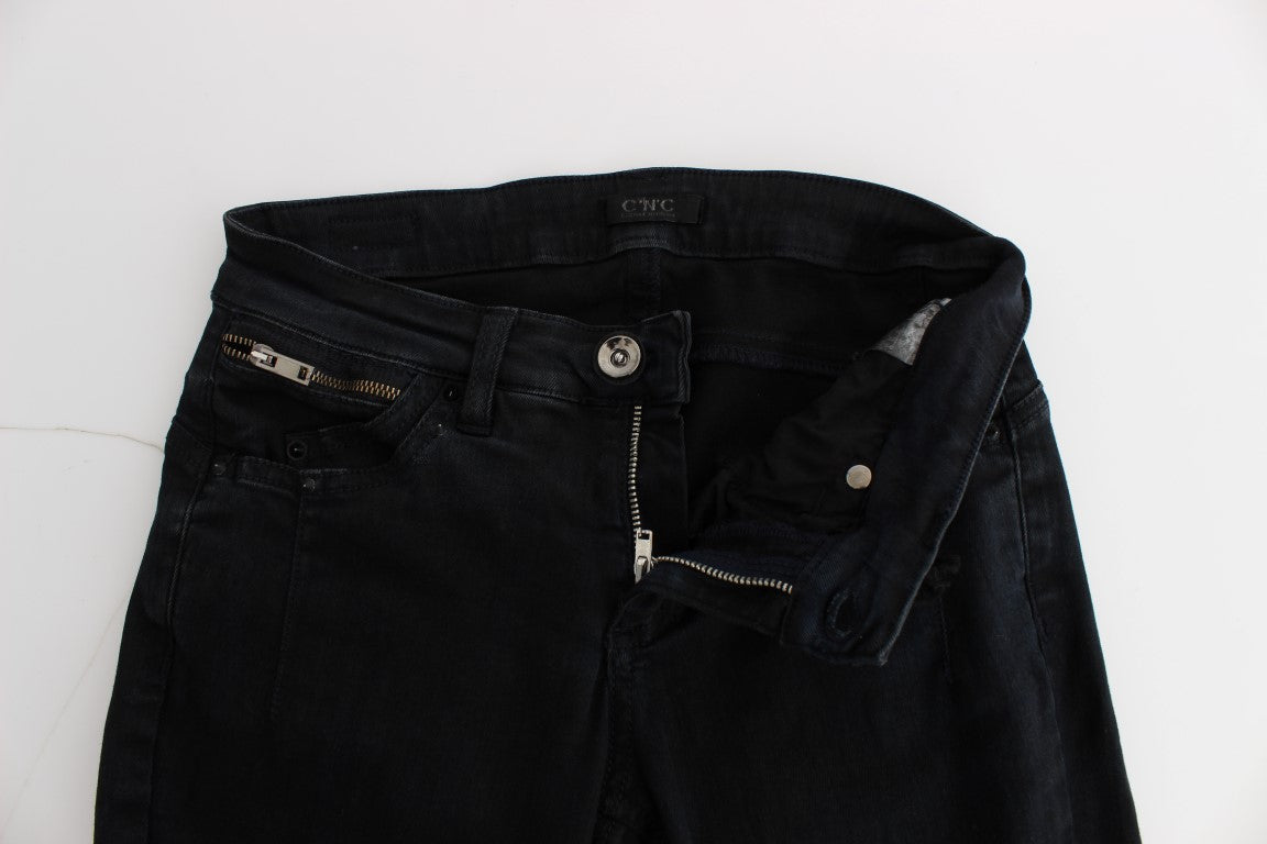 Costume National Sleek Slim Fit Designer-Jeans in klassischem Schwarz