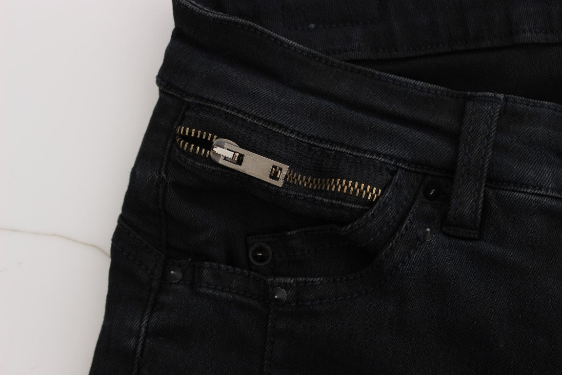 Costume National Sleek Slim Fit Designer-Jeans in klassischem Schwarz