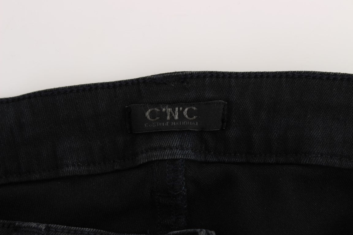 Costume National Sleek Slim Fit Designer-Jeans in klassischem Schwarz