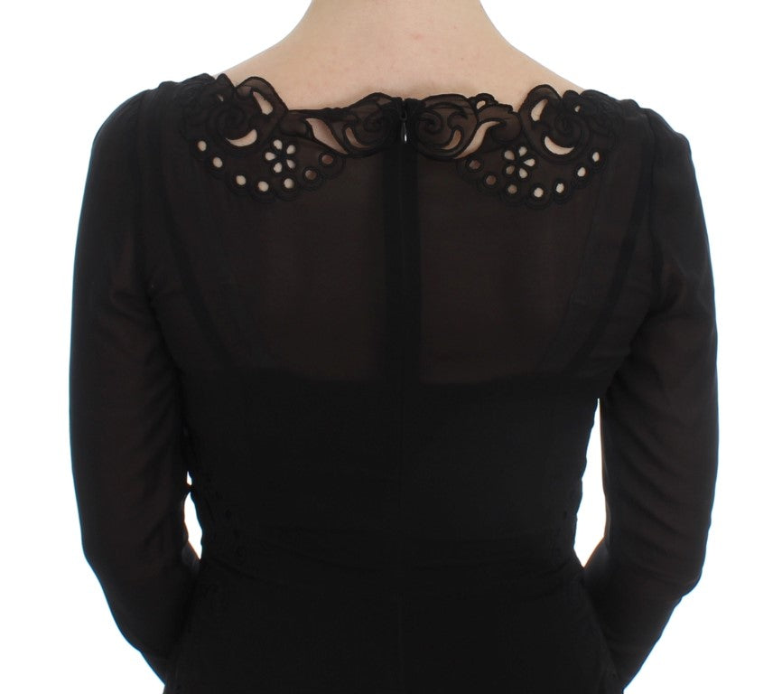 Dolce &amp; Gabbana Elegantes schwarzes Etuikleid aus floraler Spitze