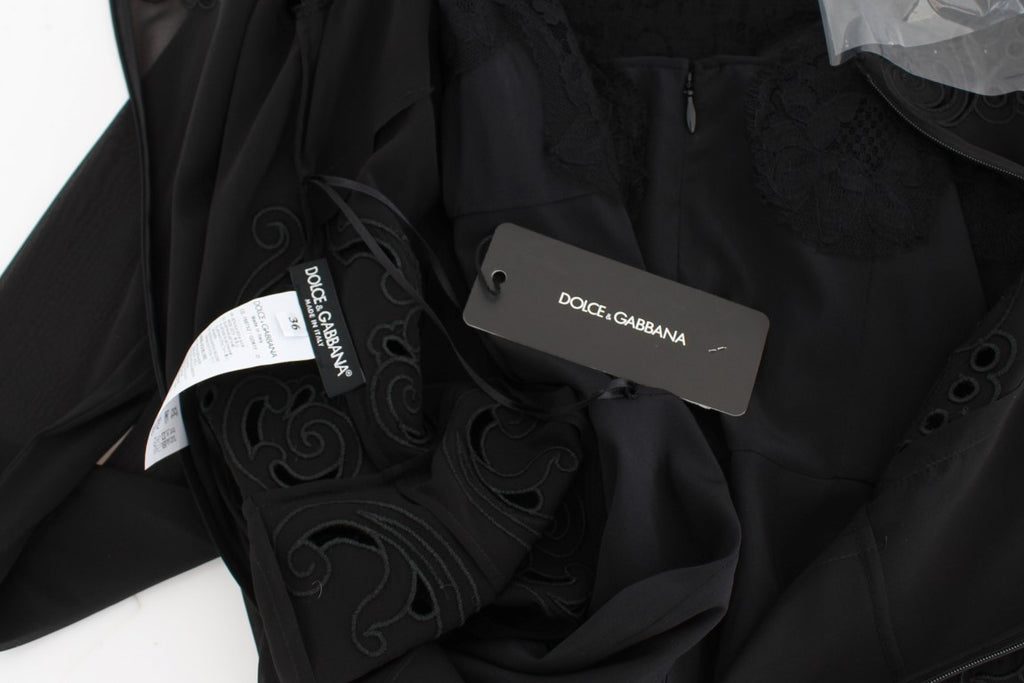 Dolce &amp; Gabbana Elegantes schwarzes Etuikleid aus floraler Spitze