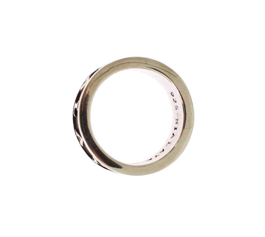 Nialaya Eleganter Sterling-Ring für Herren in Silber und Schwarz