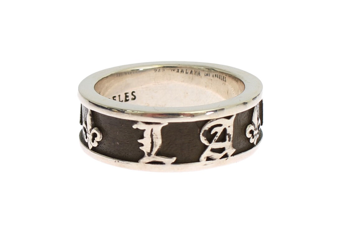 Nialaya Eleganter Sterling-Ring für Herren in Silber und Schwarz