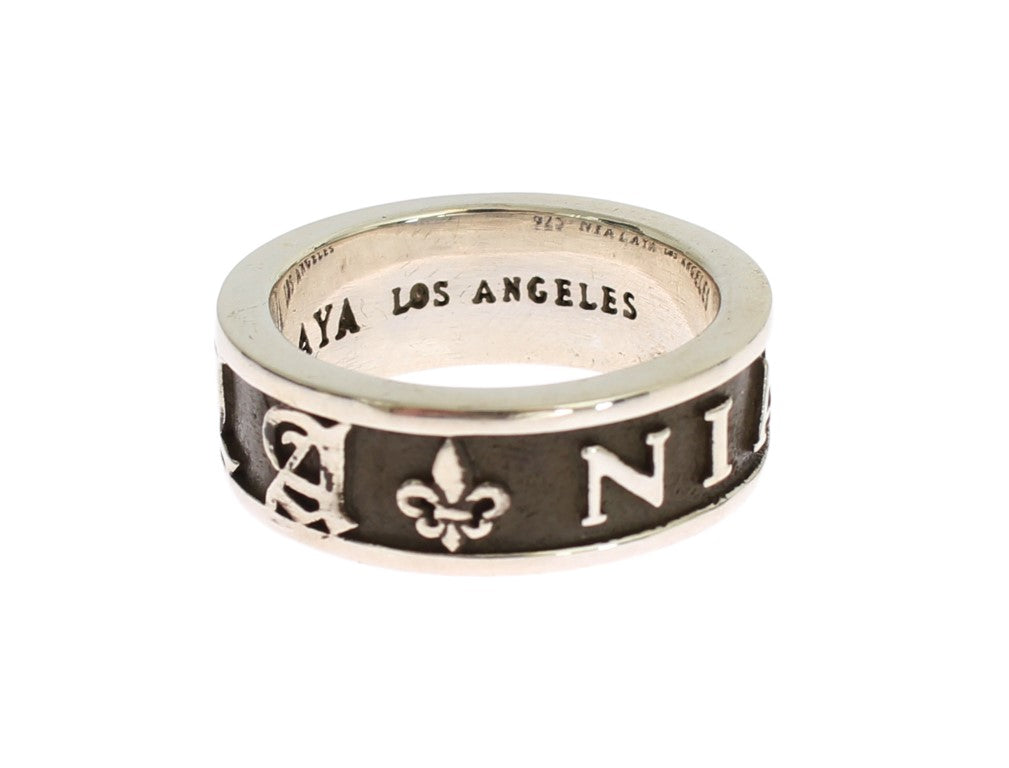 Nialaya Eleganter Sterling-Ring für Herren in Silber und Schwarz