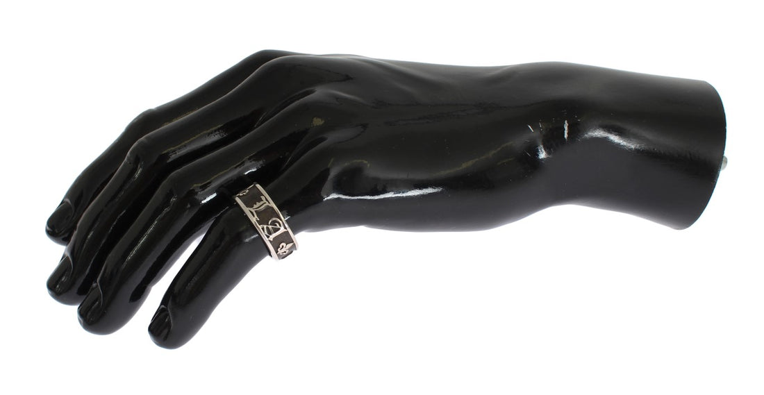 Nialaya Eleganter Sterling-Ring für Herren in Silber und Schwarz