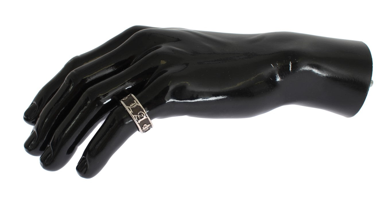 Bague élégante Nialaya en argent sterling et noir pour homme