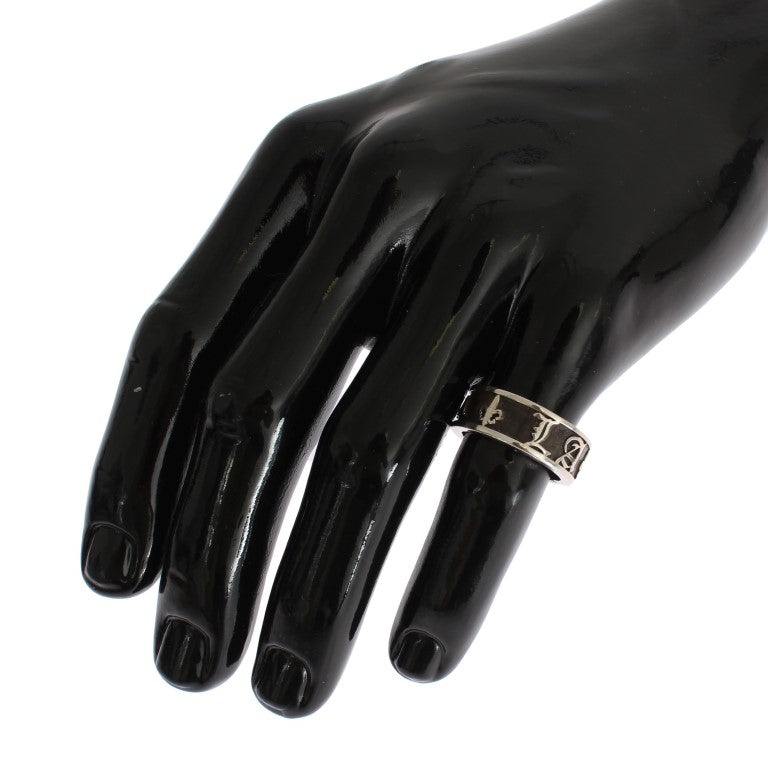 Nialaya Eleganter Sterling-Ring für Herren in Silber und Schwarz