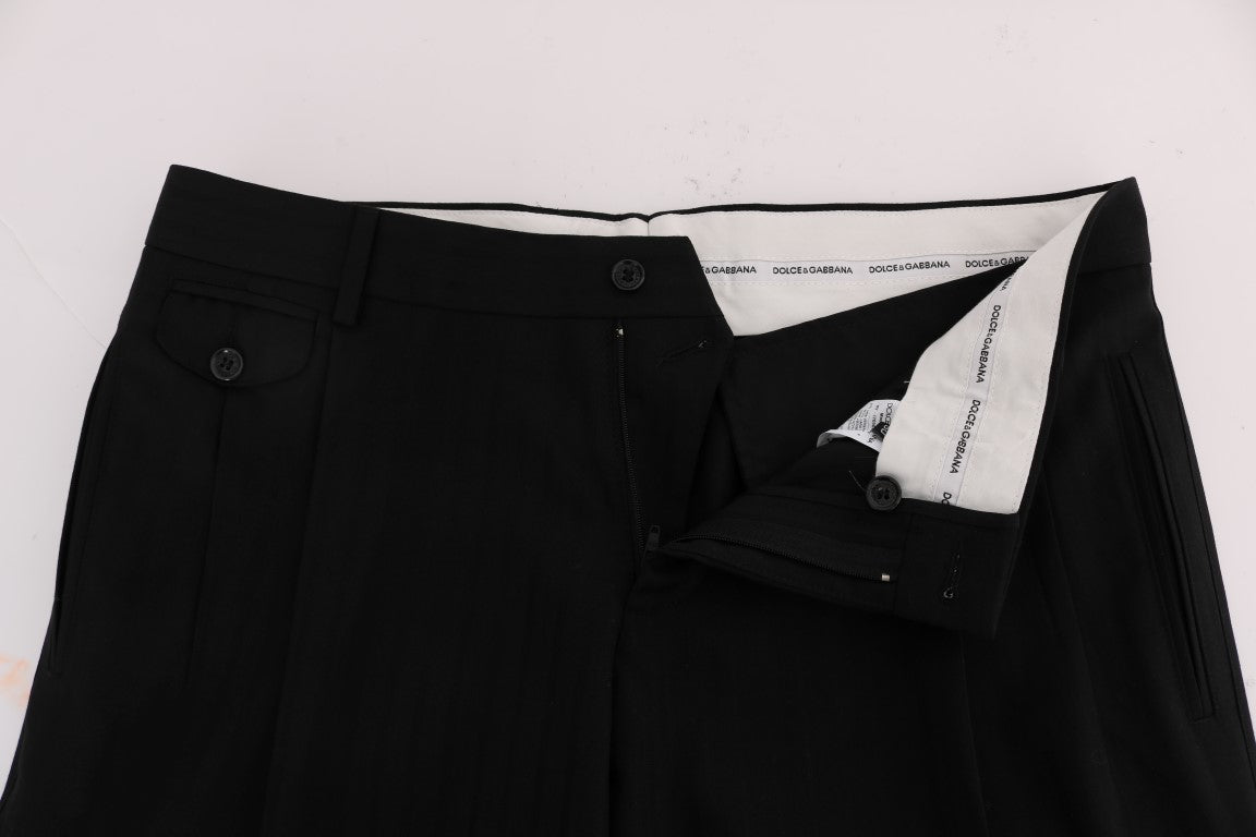 Dolce &amp; Gabbana – Elegante, schwarz gestreifte Anzughose mit gerader Passform