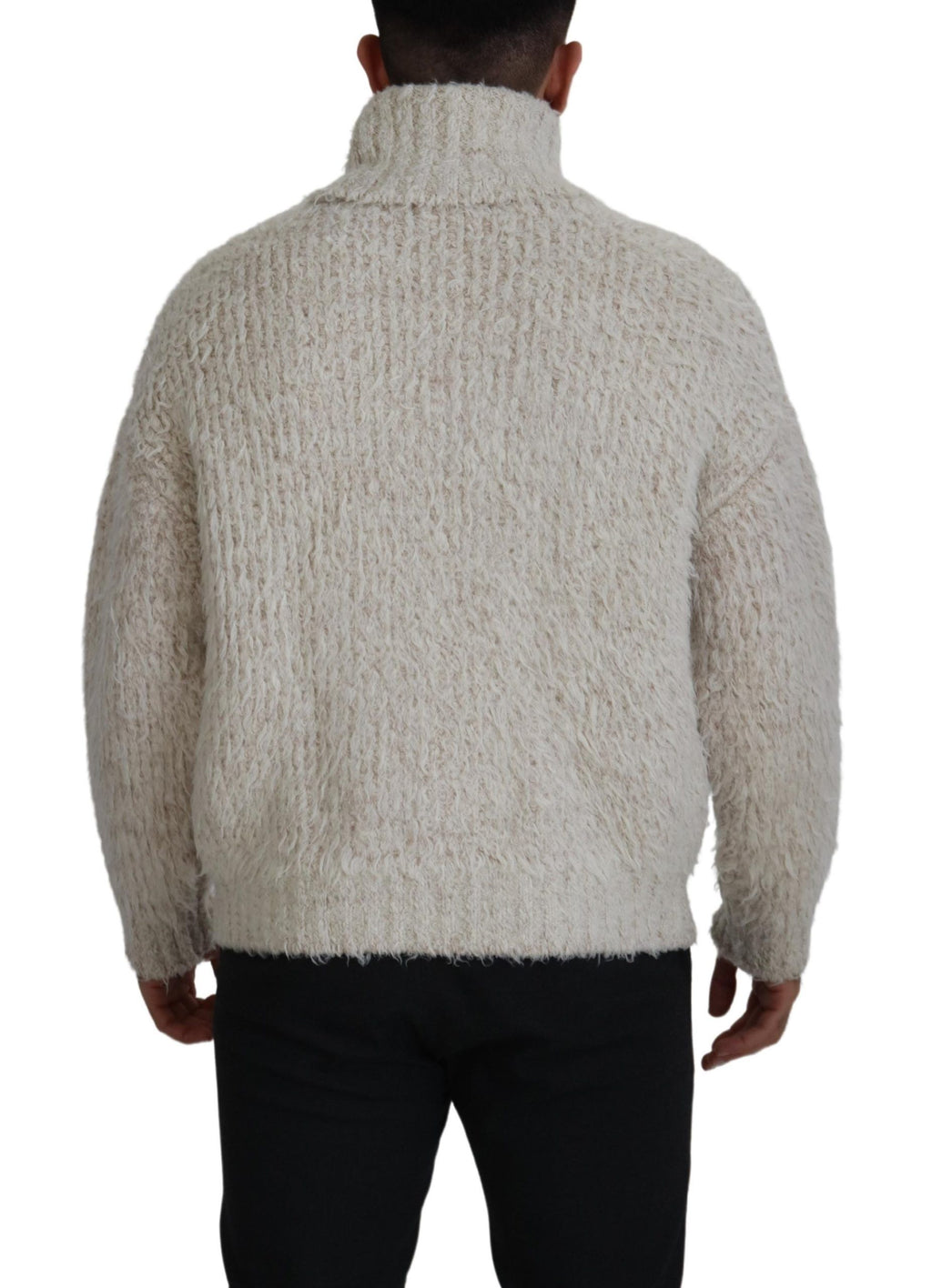 Dolce &amp; Gabbana Eleganter Rollkragenpullover aus Wollmischung in Creme