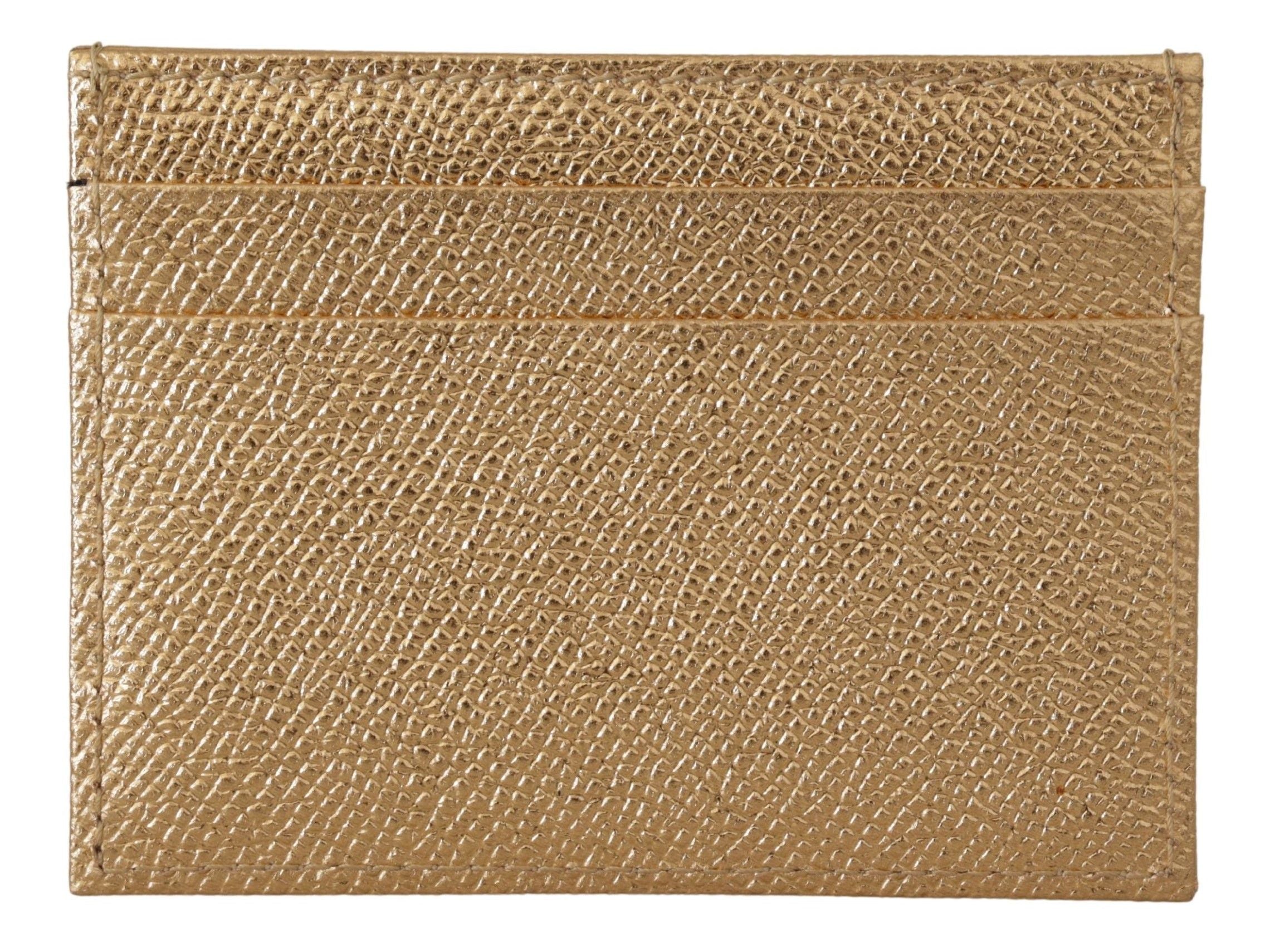 Porte-cartes élégant en cuir doré Dolce &amp; Gabbana