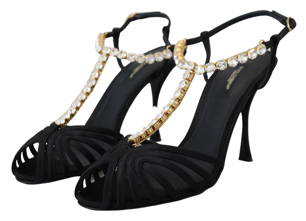 Dolce &amp; Gabbana - Escarpins élégants à brides en T en soie mélangée et cristaux