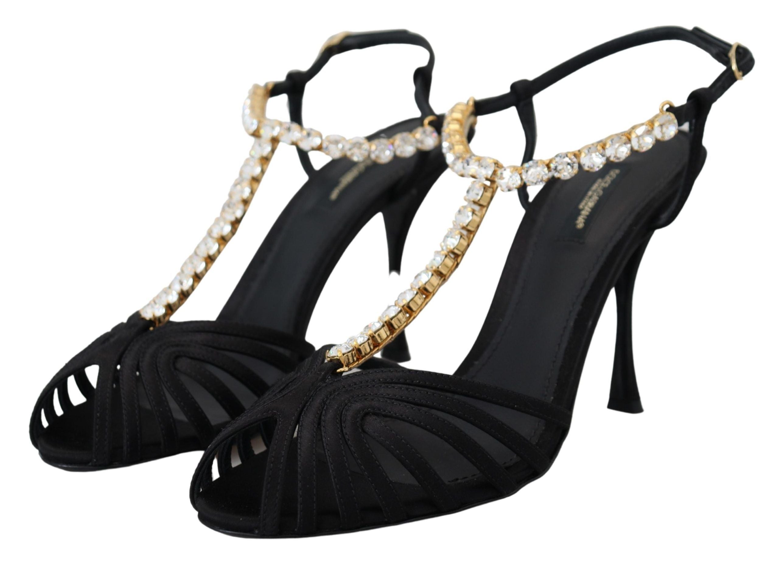 Dolce &amp; Gabbana - Escarpins élégants à brides en T en soie mélangée et cristaux