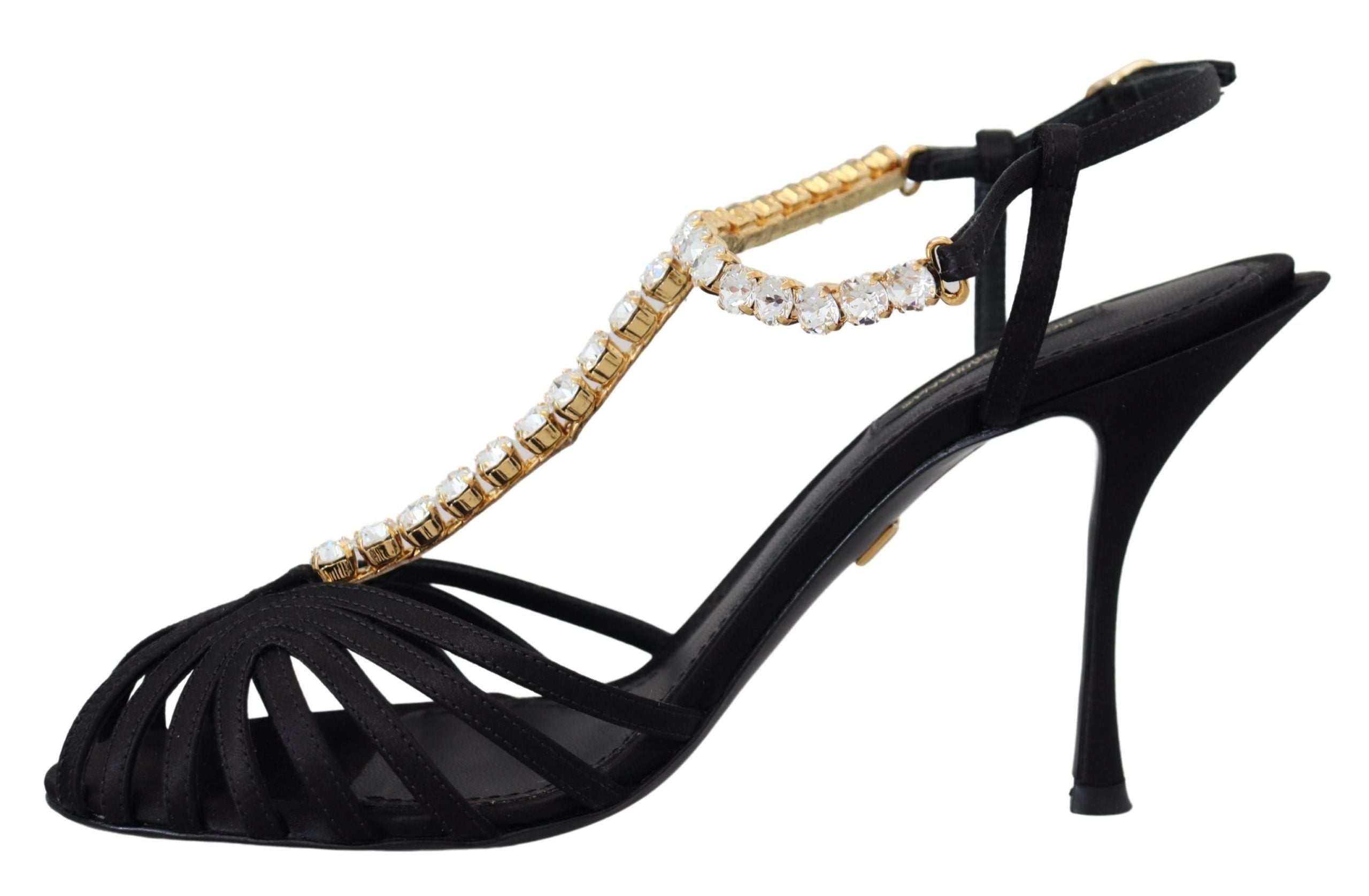 Dolce &amp; Gabbana - Escarpins élégants à brides en T en soie mélangée et cristaux
