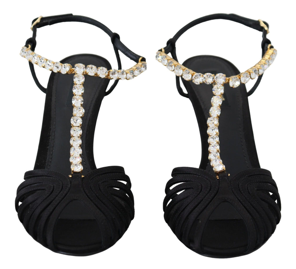 Dolce &amp; Gabbana - Escarpins élégants à brides en T en soie mélangée et cristaux