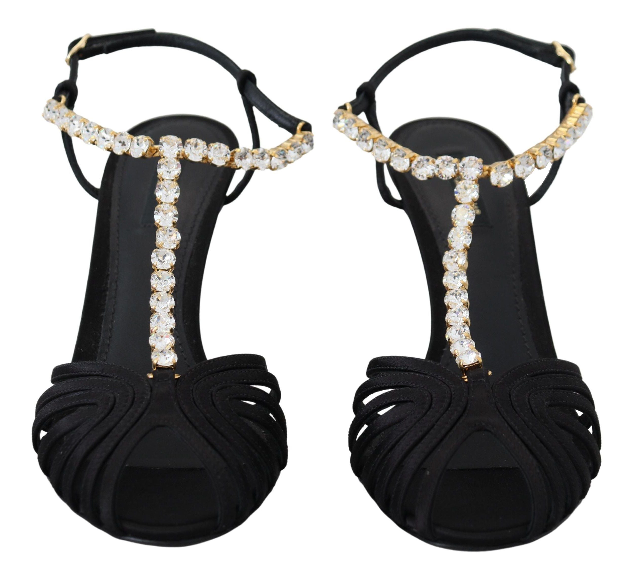 Dolce &amp; Gabbana - Escarpins élégants à brides en T en soie mélangée et cristaux